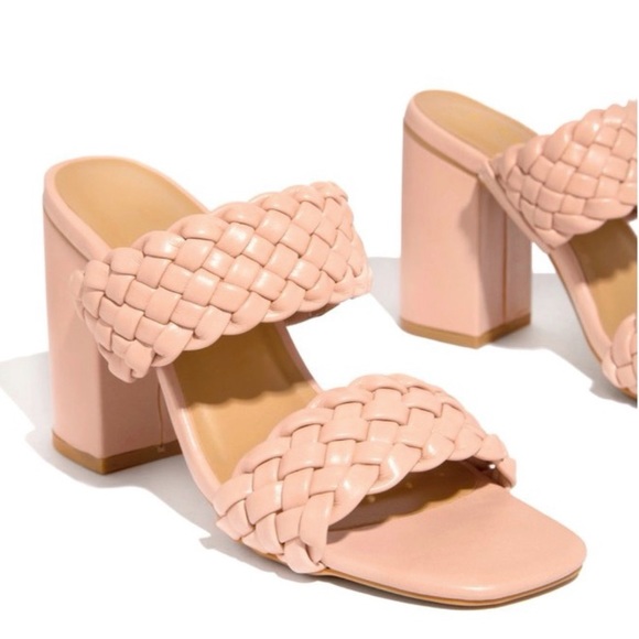 Blush Braided Woven Chunky Heel - Picture 2 of 8